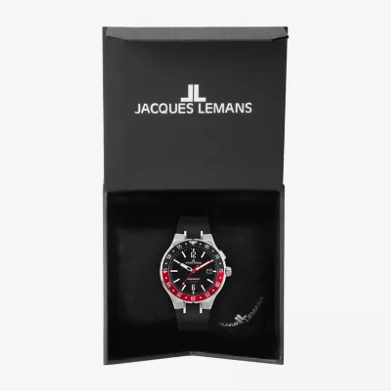 Jacques Lemans Mens Automatic Black Strap Watch Wjl0027503