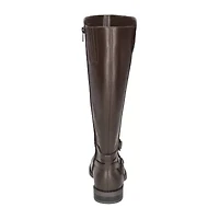 Easy Street Womens Bay Plus Wide Calf Stacked Heel Riding Boots
