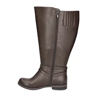 Easy Street Womens Bay Plus Wide Calf Stacked Heel Riding Boots
