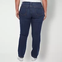 St. John's Bay Womens Mid Rise Stretch Fabric Straight Leg Jean