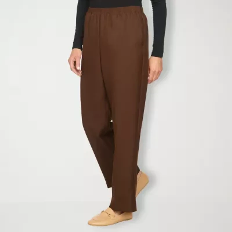Alfred Dunner Classics Womens Straight Mid Rise Pull-On Pant