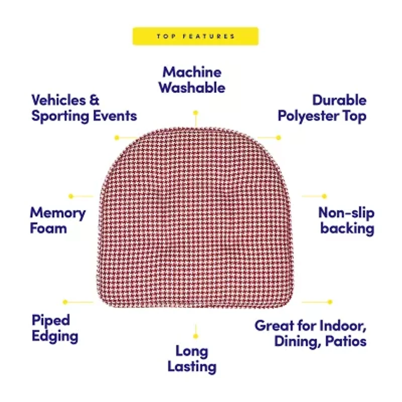 Sweet Home Collection™ Houndstooth Stitch U Shaped Memory Foam 17" x 16" Chair Cushions