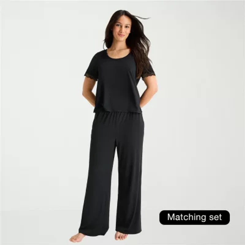 Ambrielle Womens Scoop Neck Short Sleeve Pajama Top