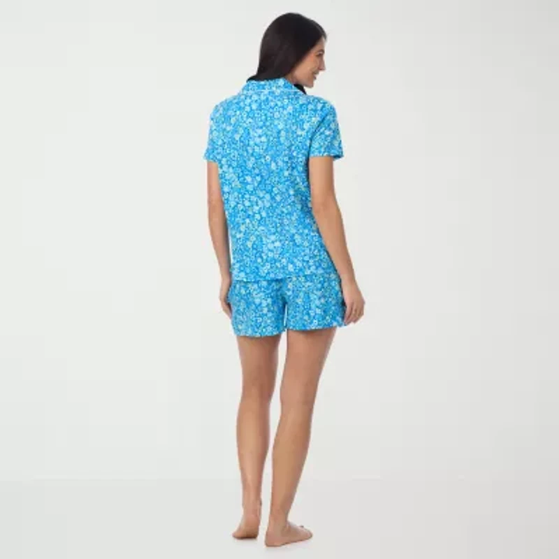 Cuddl Duds Womens Short Sleeve 2-pc. Pajama Set
