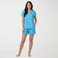 Cuddl Duds Womens Short Sleeve 2-pc. Pajama Set