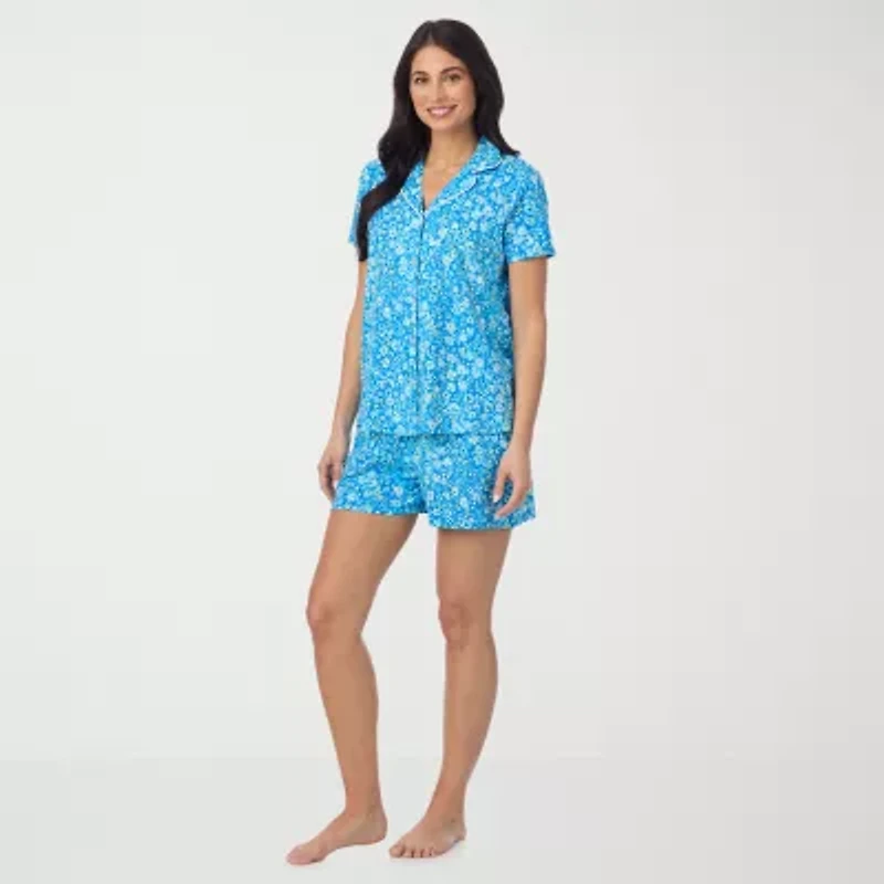 Cuddl Duds Womens Short Sleeve 2-pc. Pajama Set