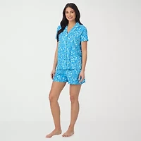 Cuddl Duds Womens Short Sleeve 2-pc. Pajama Set