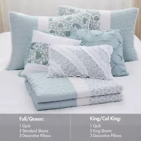 Madison Park Vanessa 6-Pc Cotton Percale Quilt Set With Throw Pillows