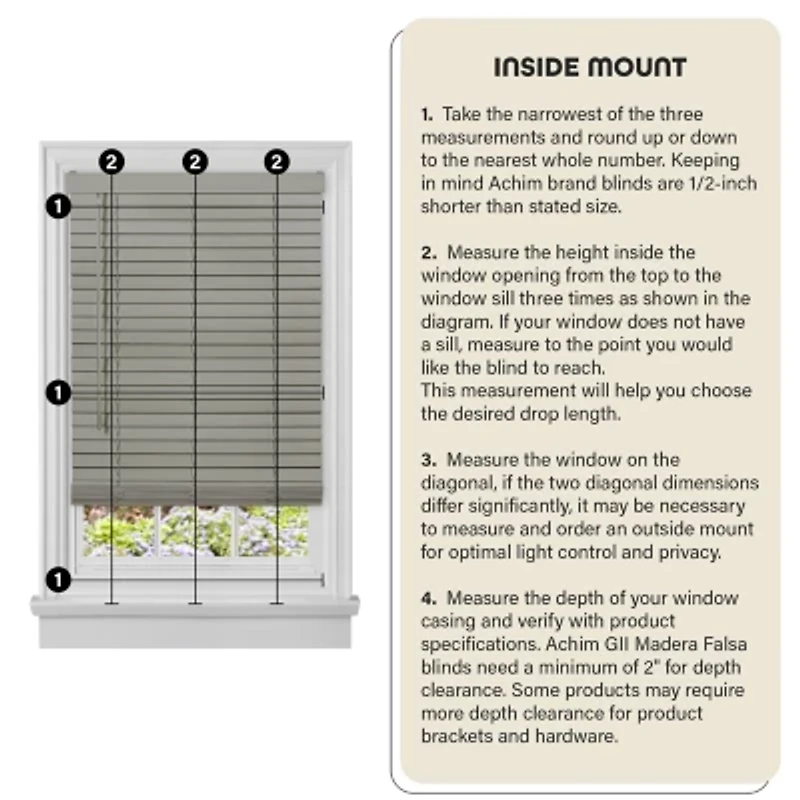 Achim Gii Madera Falsa 2" Cordless Faux Wood Blind