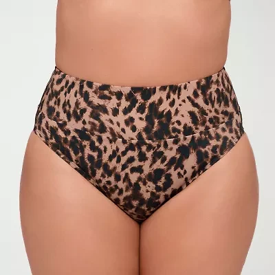 S3 Swim Womens Animal Moderate Coverage High Waist Bikini Swimsuit Bottom