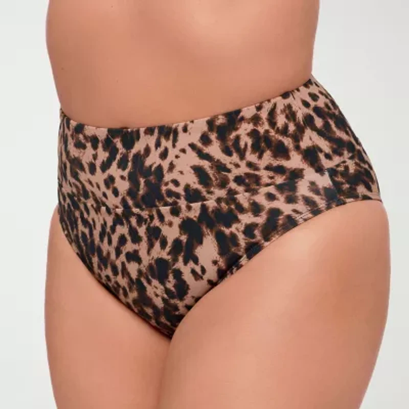S3 Swim Womens Animal Moderate Coverage High Waist Bikini Swimsuit Bottom