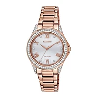 Drive from Citizen Womens Crystal Accent Rose Goldtone Stainless Steel Bracelet Watch Em0233-51a