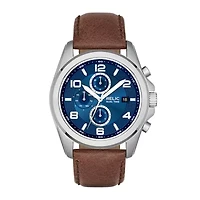 Relic By Fossil Mens Multi-Function Brown Leather Strap Watch Zr15794