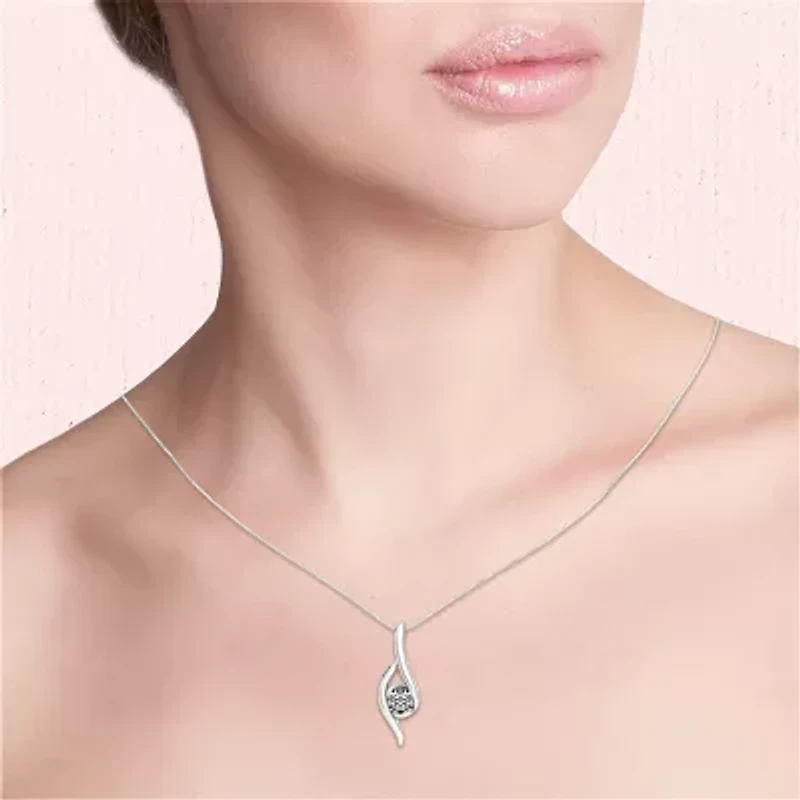Sirena Womens 1/8 CT. T.W. Genuine White Diamond 14K White Gold 18 Inch Pendant Necklace