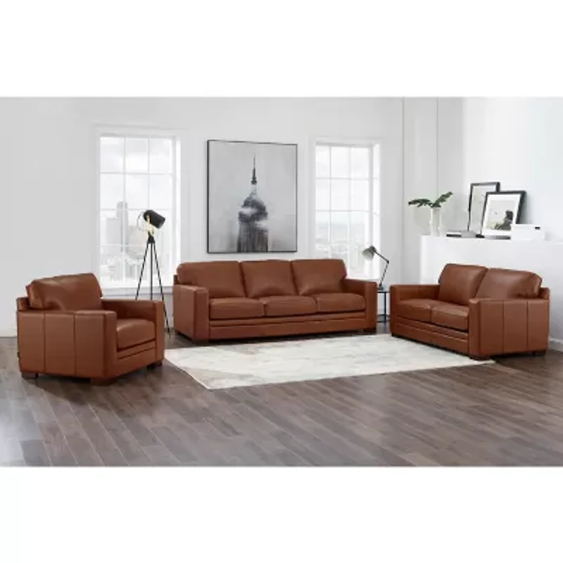 Dillon Leather Sofa, Loveseat, & Chair Set