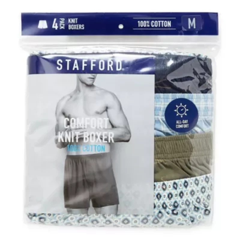 Stafford Knit Mens 4 Pack Boxers 302601