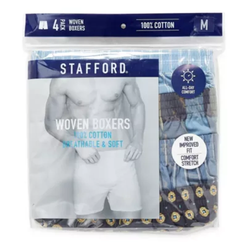 Stafford Woven Mens 4 Pack Boxers 208875