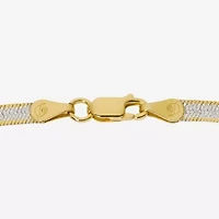 Made in Italy Womens 24K Gold Over Silver 7.5 Inch Solid Herringbone Chain Bracelet
