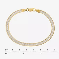 Made in Italy Womens 24K Gold Over Silver 7.5 Inch Solid Herringbone Chain Bracelet