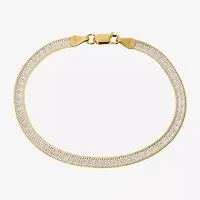 Made in Italy Womens 24K Gold Over Silver 7.5 Inch Solid Herringbone Chain Bracelet