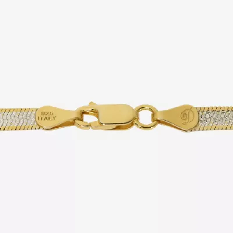 Made in Italy Womens 24K Gold Over Silver 18 Inch Herringbone Chain Necklace