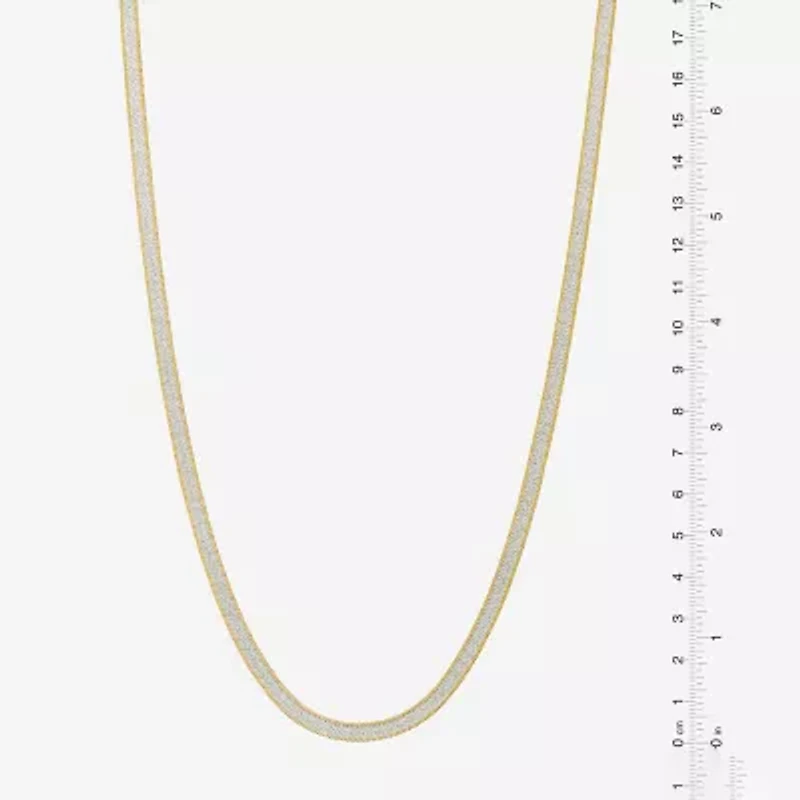 Made in Italy Womens 24K Gold Over Silver 18 Inch Herringbone Chain Necklace