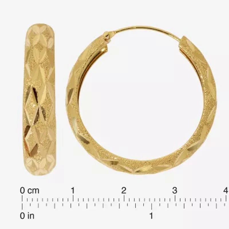 Womens 24K Gold Over Silver 38mm Round Hoop Earrings
