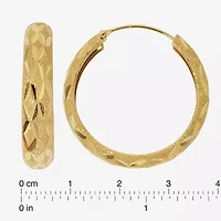 Womens 24K Gold Over Silver 38mm Round Hoop Earrings