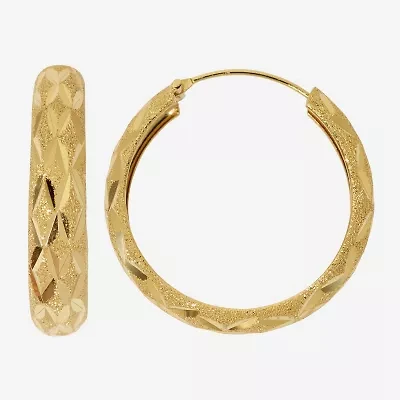 Womens 24K Gold Over Silver 38mm Round Hoop Earrings