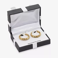 Womens 24K Gold Over Silver 38mm Round Hoop Earrings