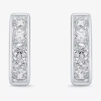 Mens 1 CT. T.W. Natural White Diamond 10K White Gold 15mm Hoop Earrings