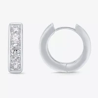 Mens 1 CT. T.W. Natural White Diamond 10K White Gold 15mm Hoop Earrings