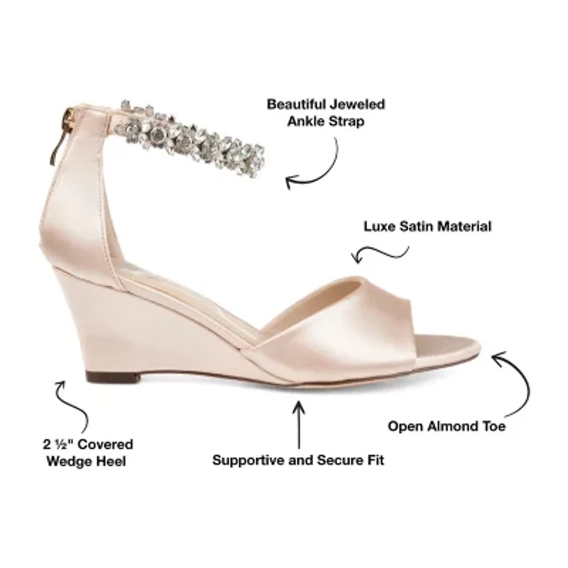 Journee Collection Womens Connor Pumps Zip Open Toe Wedge Heel