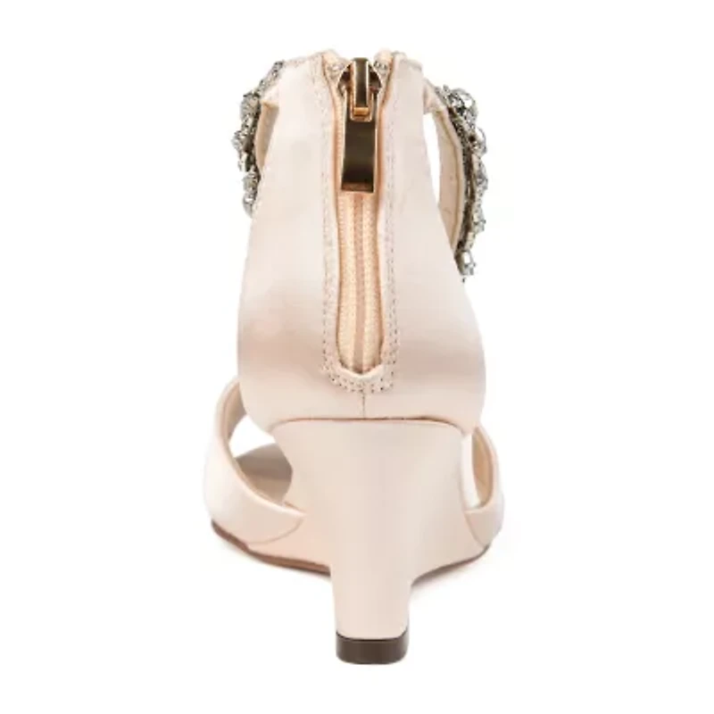 Journee Collection Womens Connor Pumps Zip Open Toe Wedge Heel