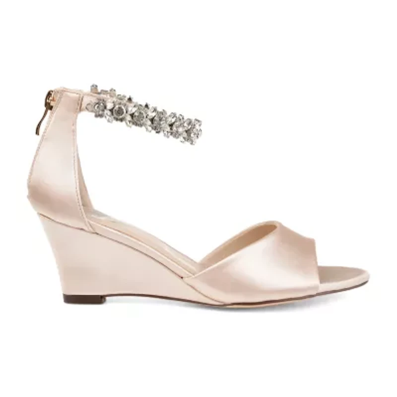 Journee Collection Womens Connor Pumps Zip Open Toe Wedge Heel