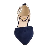 Journee Collection Womens Arkie Pumps Buckle Pointed Toe Wedge Heel