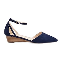 Journee Collection Womens Arkie Pumps Buckle Pointed Toe Wedge Heel