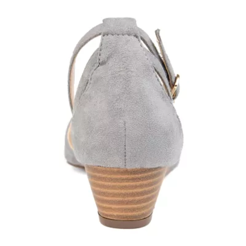 Journee Collection Womens Arkie Pumps Buckle Pointed Toe Wedge Heel