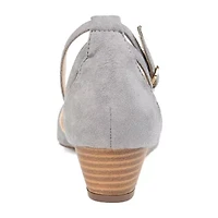 Journee Collection Womens Arkie Pumps Buckle Pointed Toe Wedge Heel