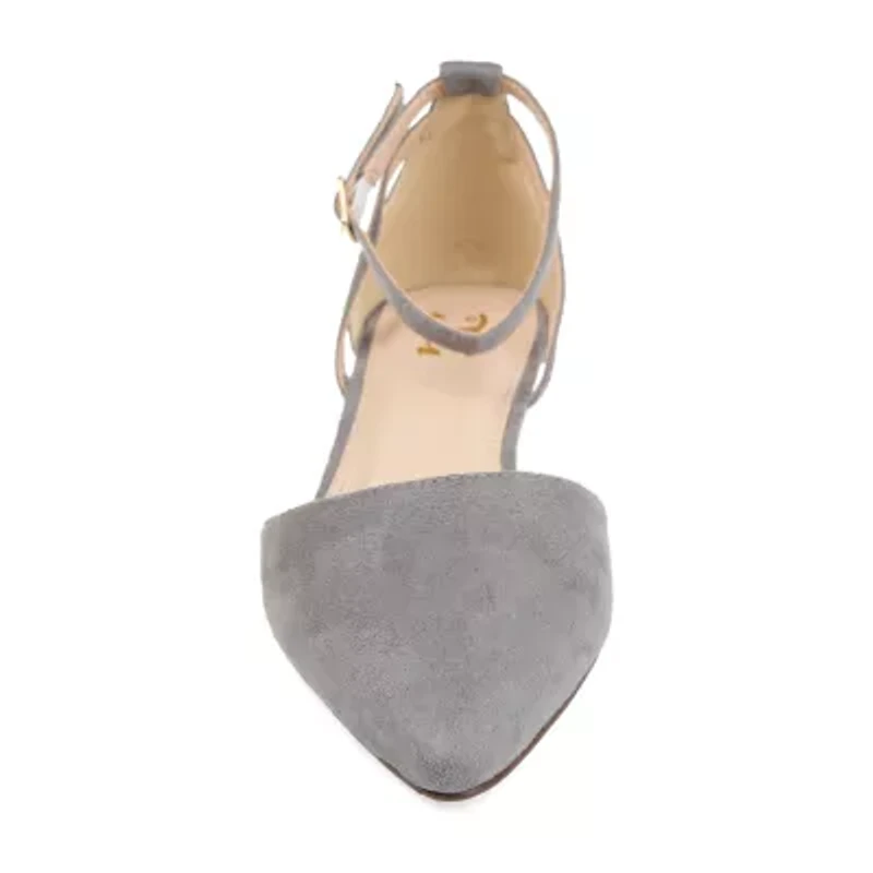 Journee Collection Womens Arkie Pumps Buckle Pointed Toe Wedge Heel