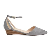Journee Collection Womens Arkie Pumps Buckle Pointed Toe Wedge Heel