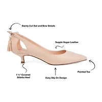 Journee Collection Womens Bindi Slip-on Pointed Toe Kitten Heel Pumps