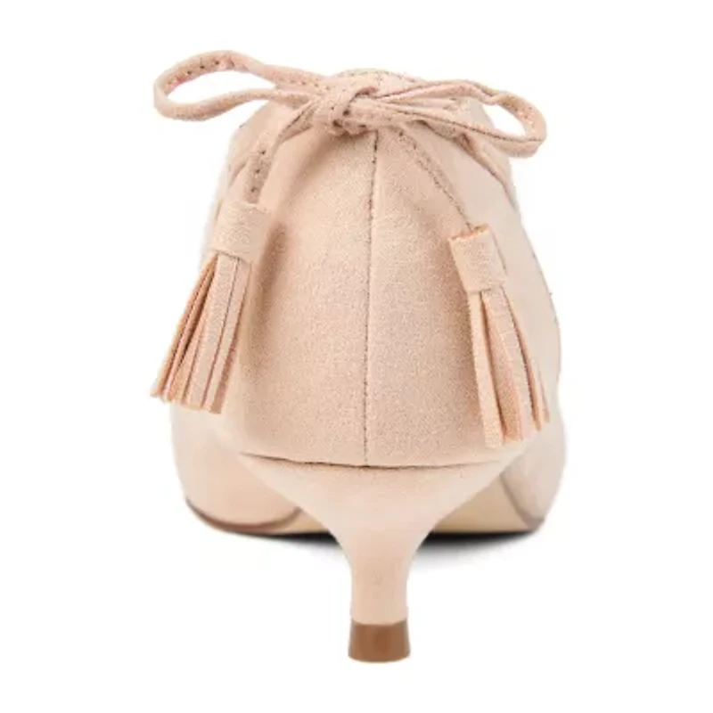 Journee Collection Womens Bindi Slip-on Pointed Toe Kitten Heel Pumps