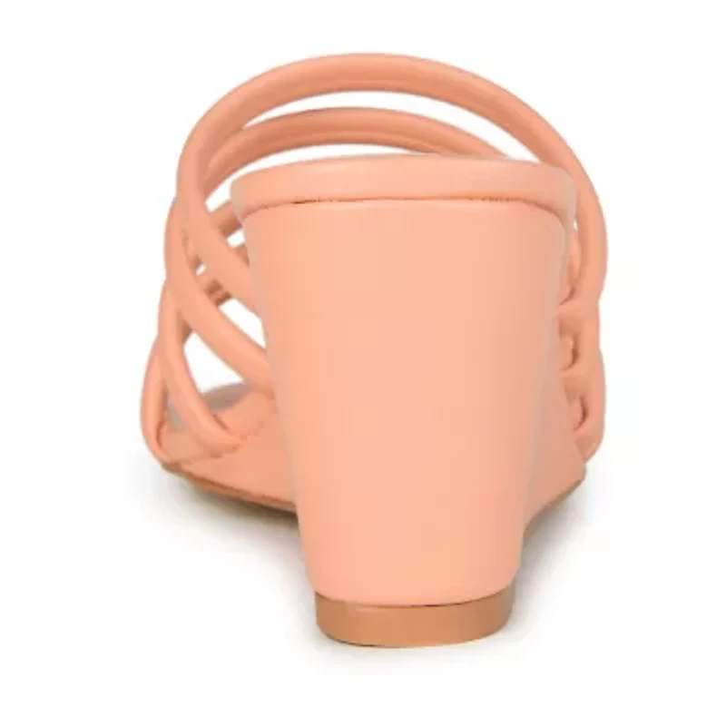 Journee Collection Rizie Womens Round Open Toe Wedge Heel Pumps