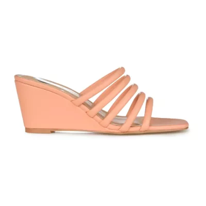 Journee Collection Rizie Womens Round Open Toe Wedge Heel Pumps