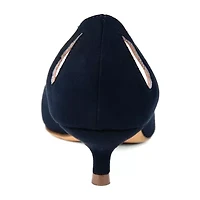 Journee Collection Womens Goldie Pointed Toe Kitten Heel Pumps