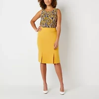 Black Label by Evan-Picone Womens Crew Neck Sleeveless Blouse