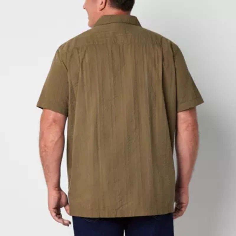 mutual weave Mens Short Sleeve Big and Tall Camp Shirt