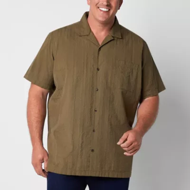 mutual weave Mens Short Sleeve Big and Tall Camp Shirt