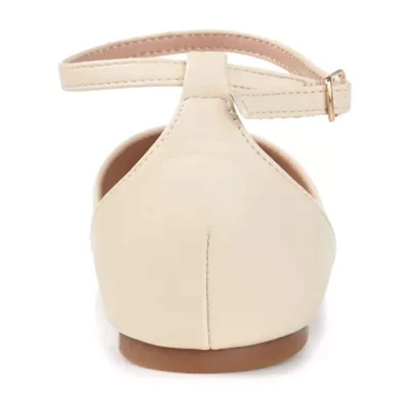 Journee Collection Womens Reba Ankle-Strap Ballet Flats